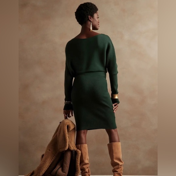 Banana Republic, Republic Colletta Off-Shoulder Sweater Dress XL in Emerald - Picture 3 of 5
